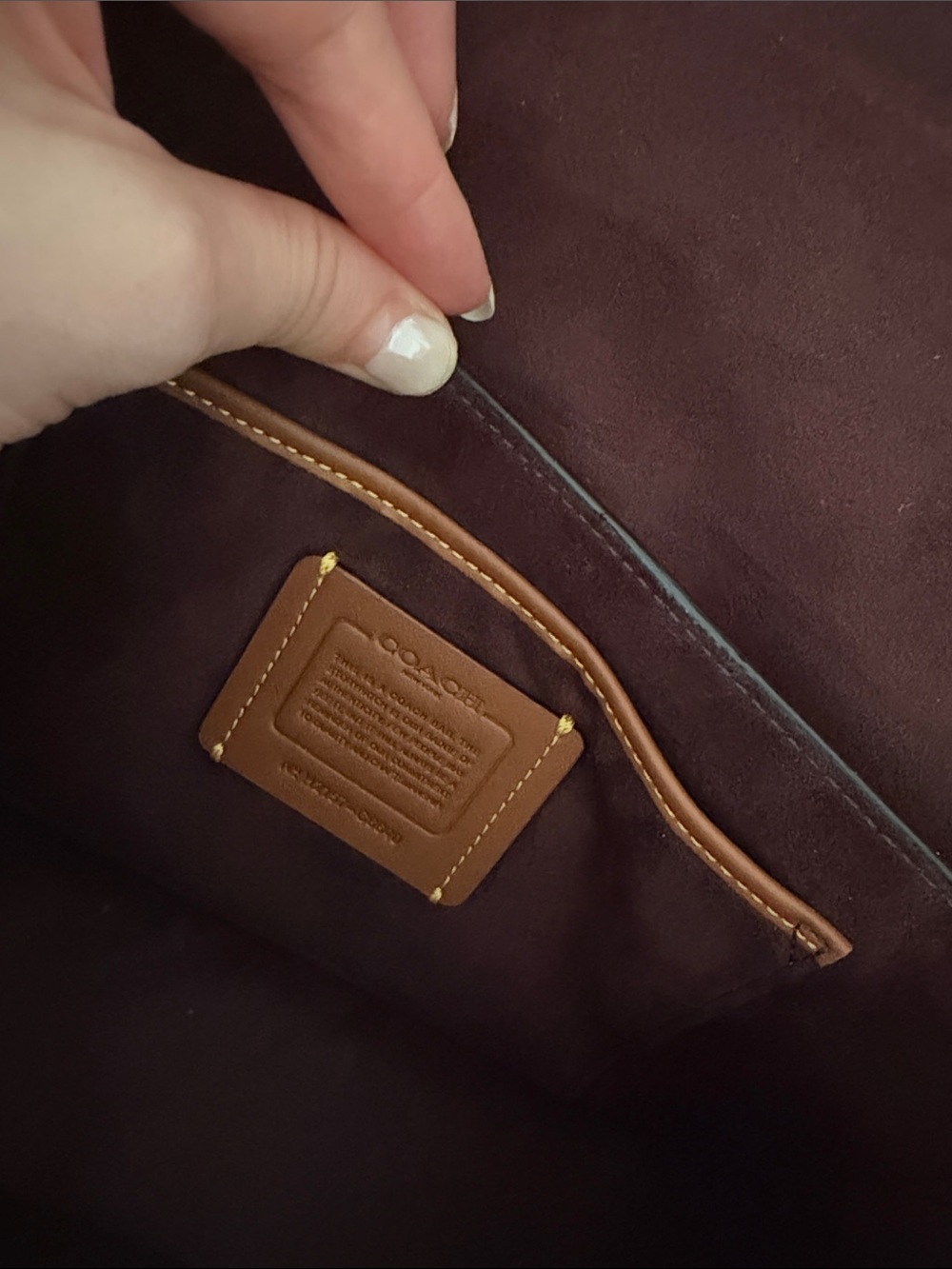 Coach Croc-Embossed Shoulder Bag in Burgundy with Gold Hardware - Picture 4 of 5